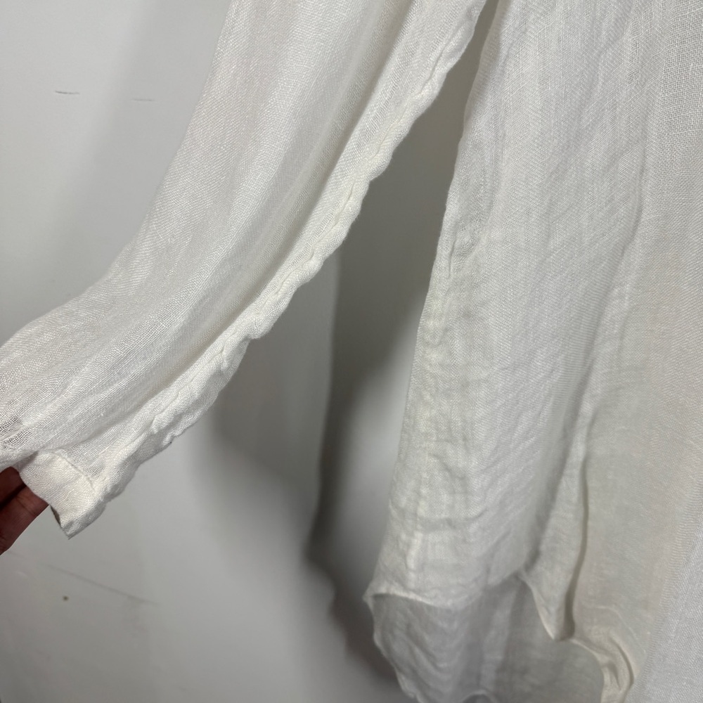 Eileen Fisher White Organic Linen Tunic Top Boho Minimalist Lagenlook Relaxed - Picture 5 of 16